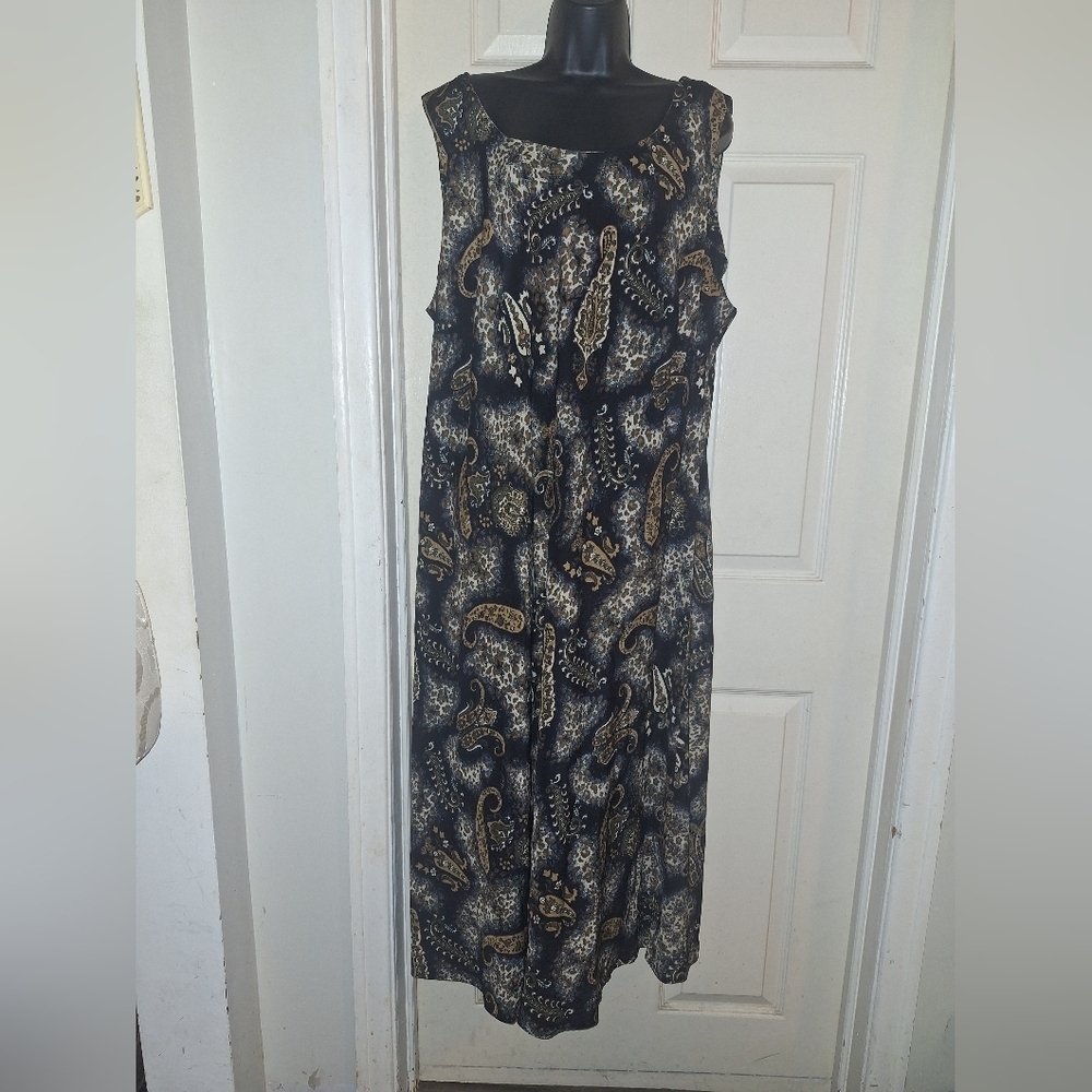 Studio I Brown and Black Sleeveless Sheath Maxi Dress